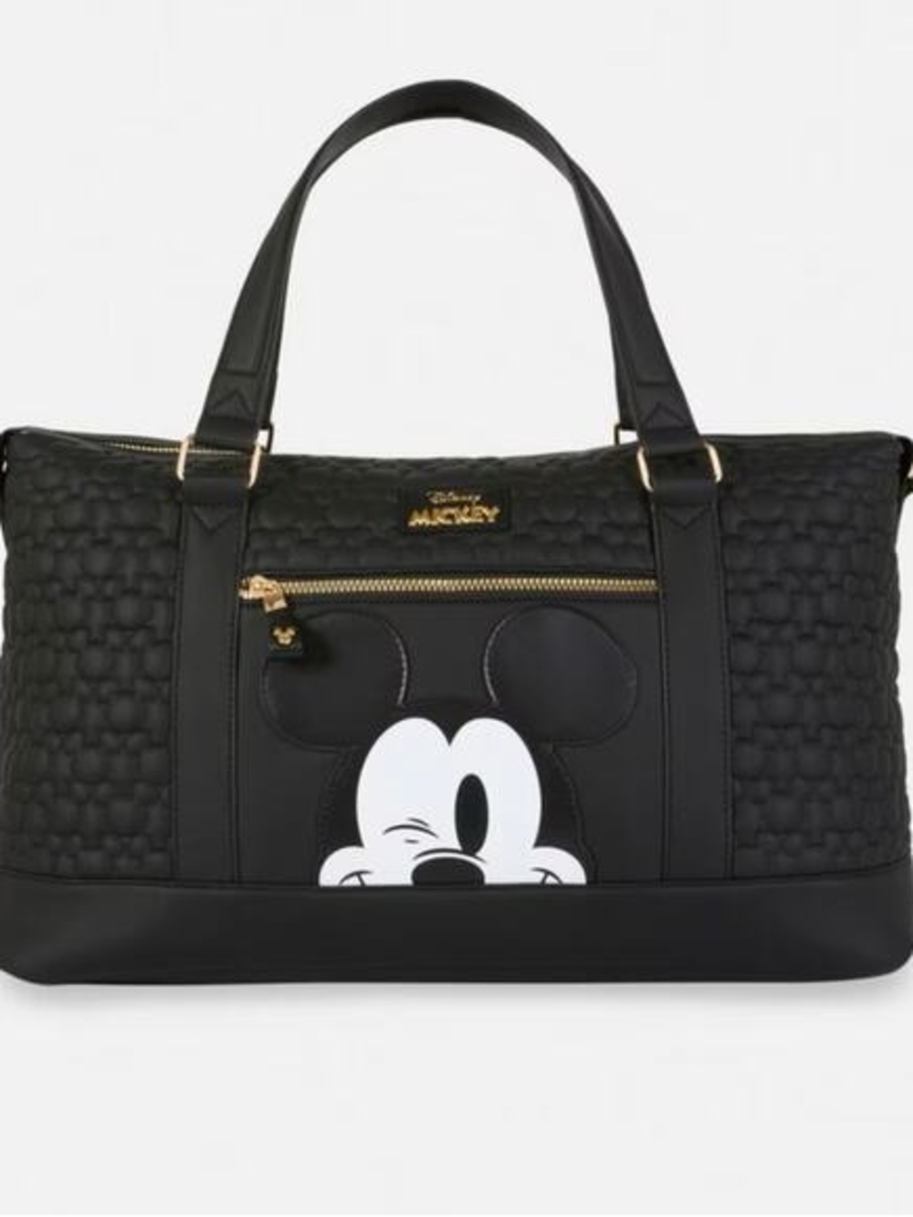 NWT Disney at Primark Black Winking Mickey Face weekender Bag
